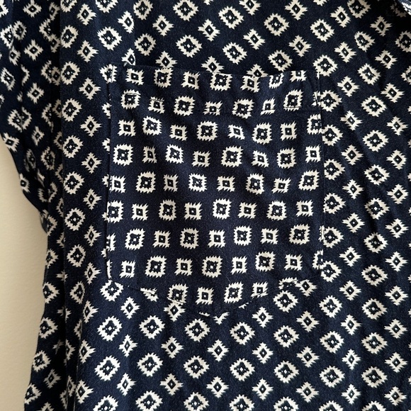 Jachs Girlfriend Diamond Aztec Print Button Down Polo, Large, Navy Blue/White - Picture 9 of 14
